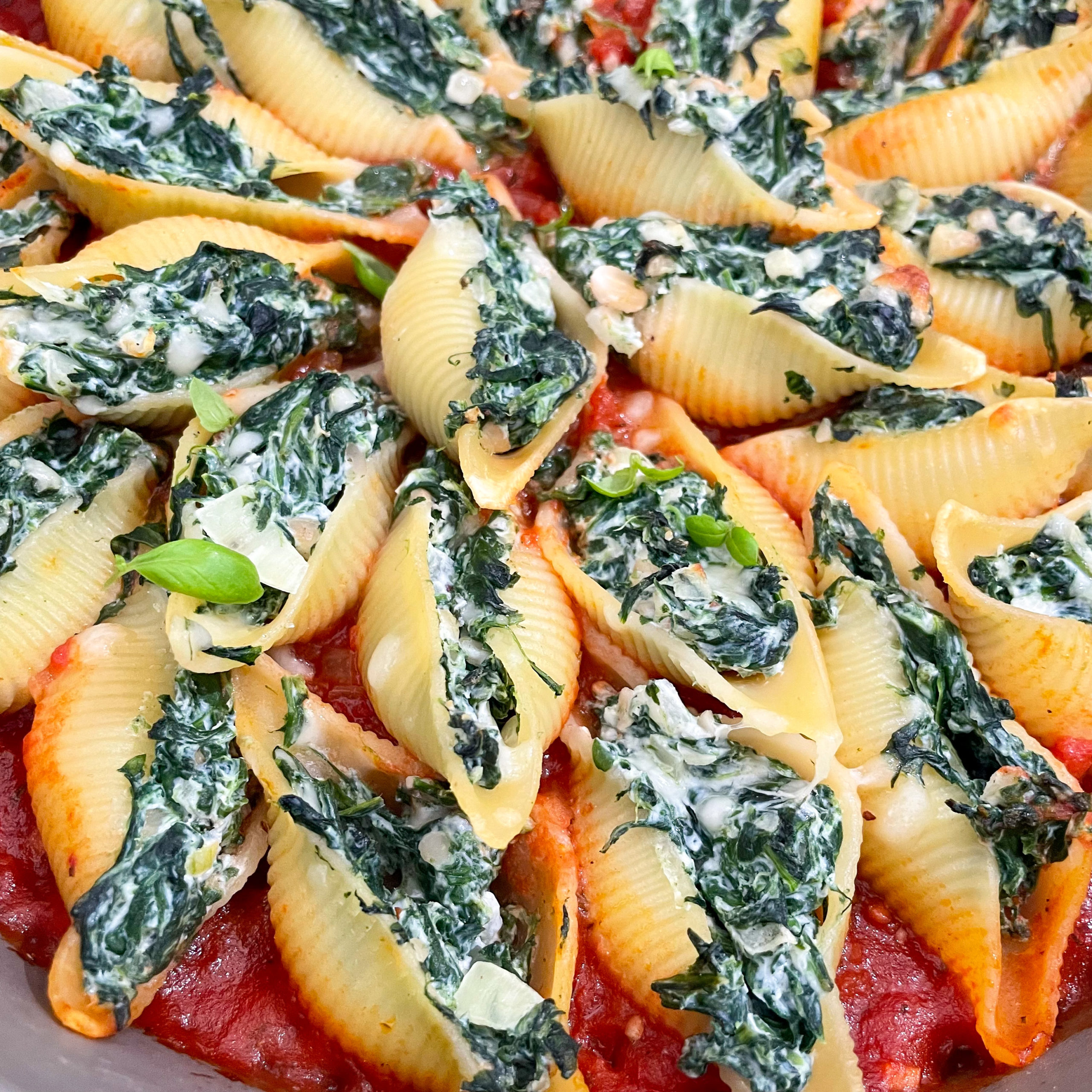 Gefüllte Muschelnudeln mit Spinat und Ricotta - Paradieskueche