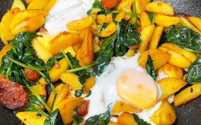 Würzige Kartoffel Pfanne mit Chorizo und Spiegelei