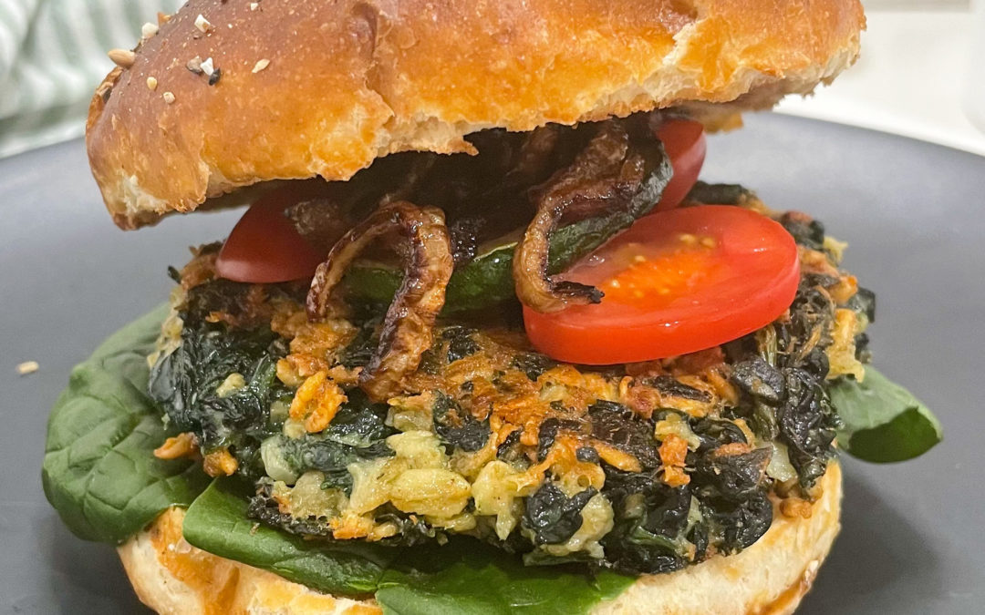 Vegetarischer Spinat Gorgonzola Burger Patty